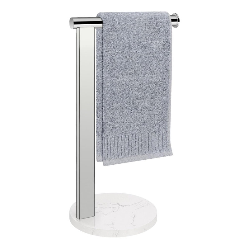Porte-serviettes à main pour salle de bain et cuisine, porte-serviettes en forme de L avec base en marbre, aucune perçage requis, organisateur de comptoir