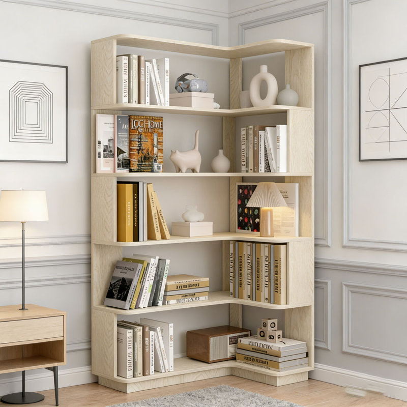 Freestanding Corner Bookshelf, White