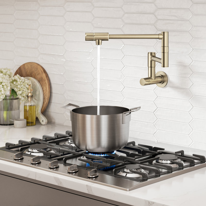 Robinet de cuisine mural avec bras rétractable KRAUS Bolden, Bronze champagne