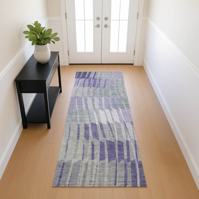 Machine Washable Indoor/Outdoor Huseby ACN2271 Stripes Rug, Runner 2'3" x 7'6"