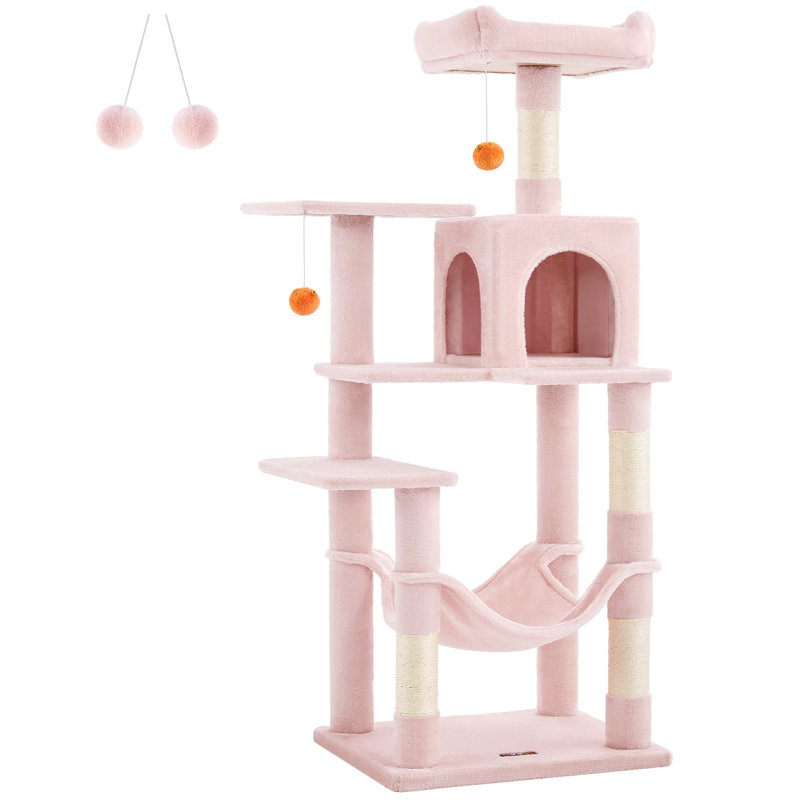 Arbre à chat à niveaux multiples 56,3 pouces, H 57 po x l 18 po x P 22 po, Gris fumé