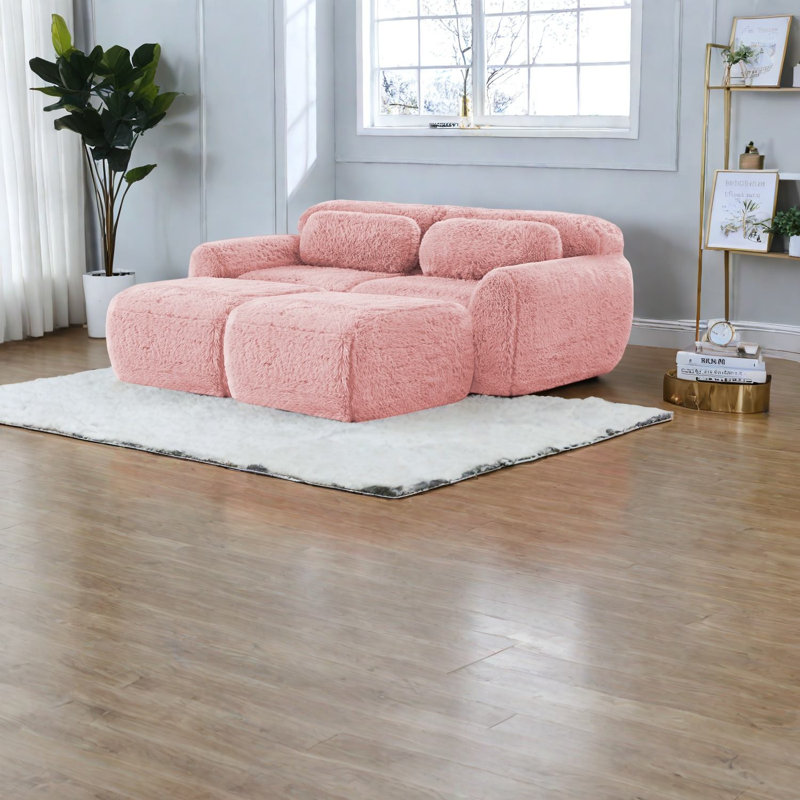 Luxueux canapés roses moelleux, sans assemblage, antidérapants, parfaits pour la maison