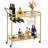 2-Tier Bar Cart Serving Cart Kitchen Cart with Wine Rack and Glass Holder