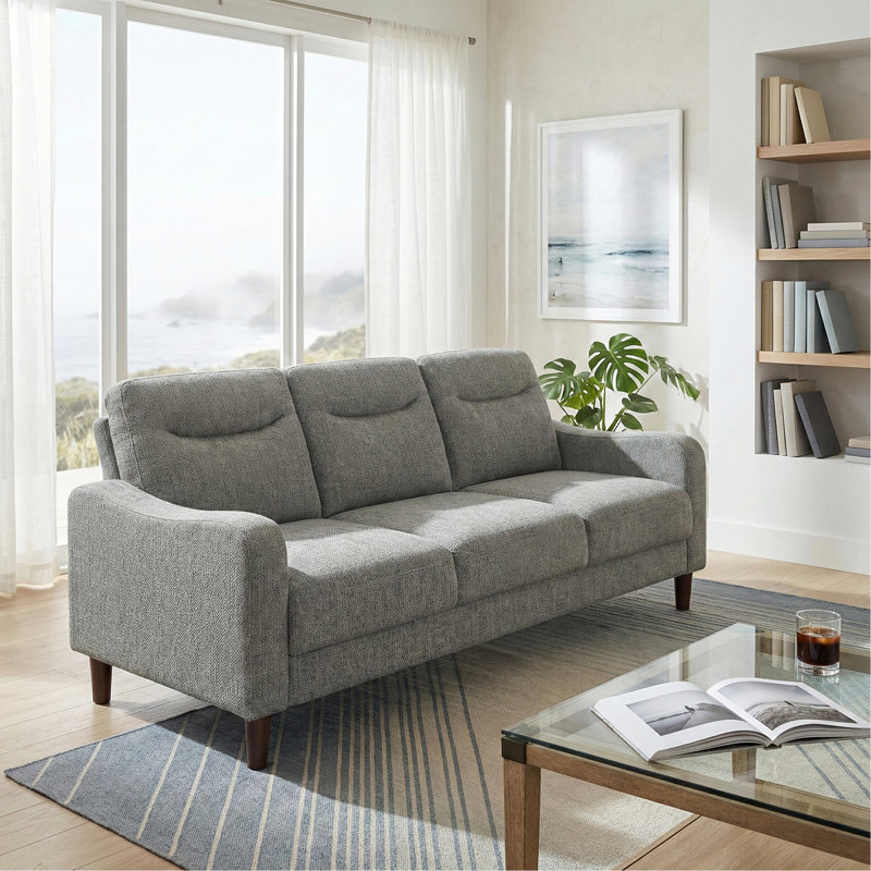 Canapé à 3 places de style moderne avec revêtement en chenille gris et ressorts ensachés confortables 1 pièce