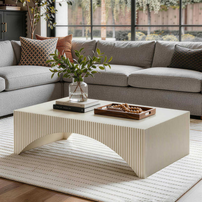 Pedestal Coffee Table, White