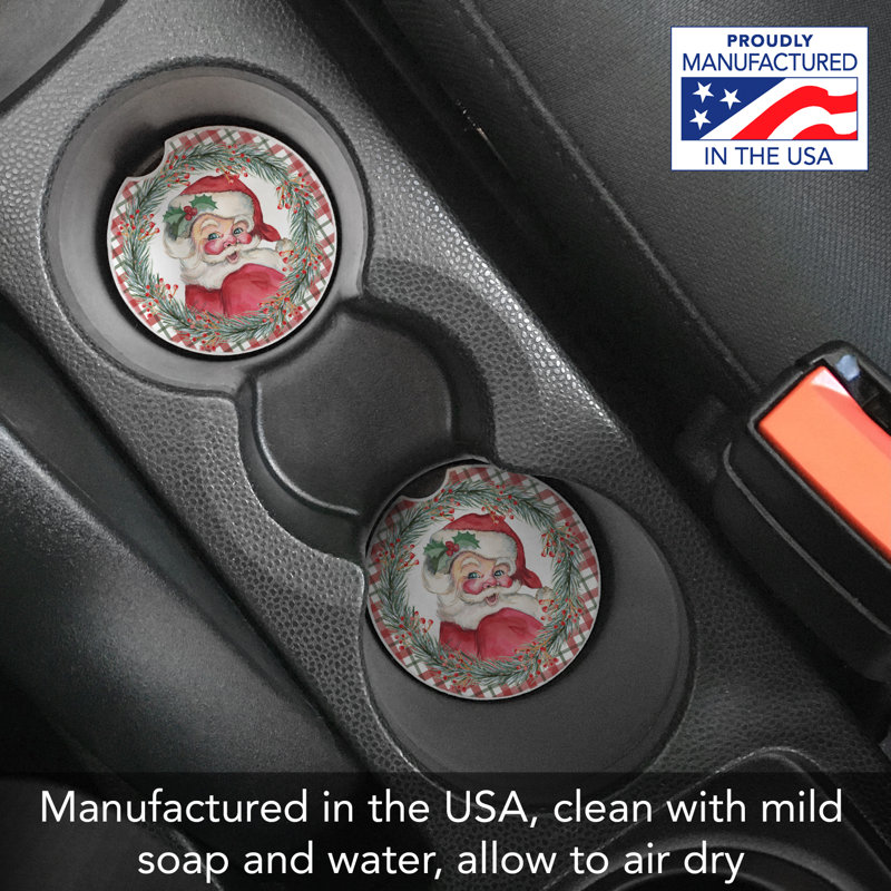 Vintage Santa Round Absorbent Stone Car Coaster