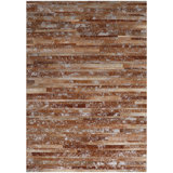 Sundance Flatweave Leather Animal Print Area Rug in Beige