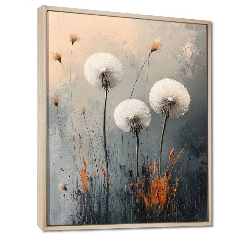 «Quiet Seedling Dandelion In Minimalisme I», reproduction d'art sur toile encadrée, H 32 po x l 24 po, Crème, crème