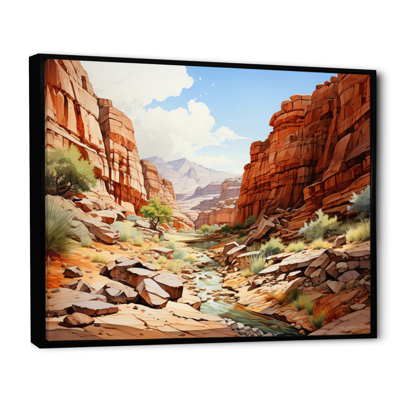 Canyon Symphony - Canyon, impression d'art mural, H 34 po x l 44 po x P 1,5 po, Cadre flottant noir