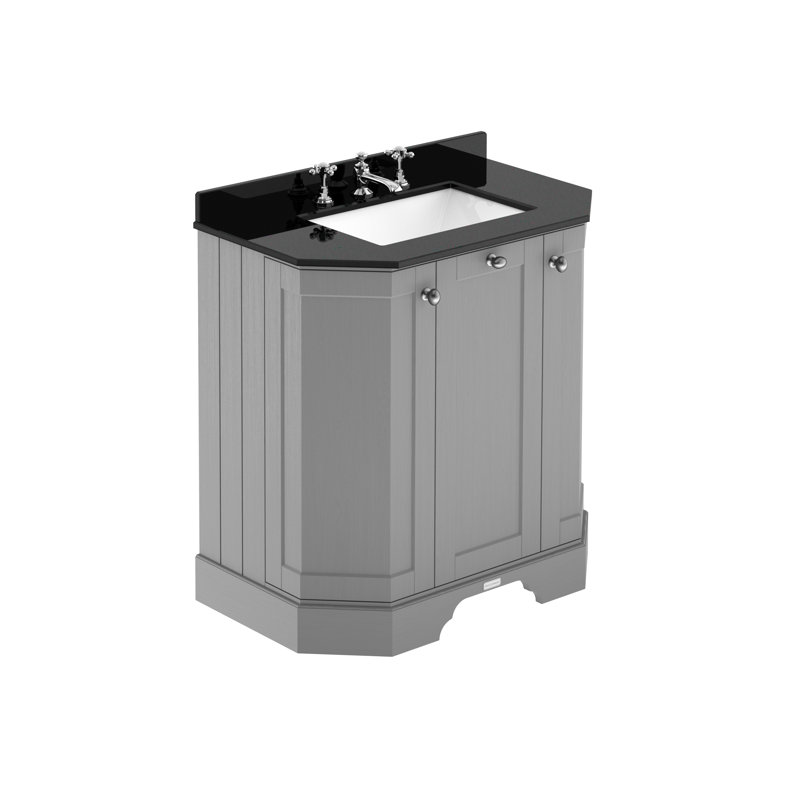 Old London 750mm Free-standing Single Vanity, Storm Grey, Black