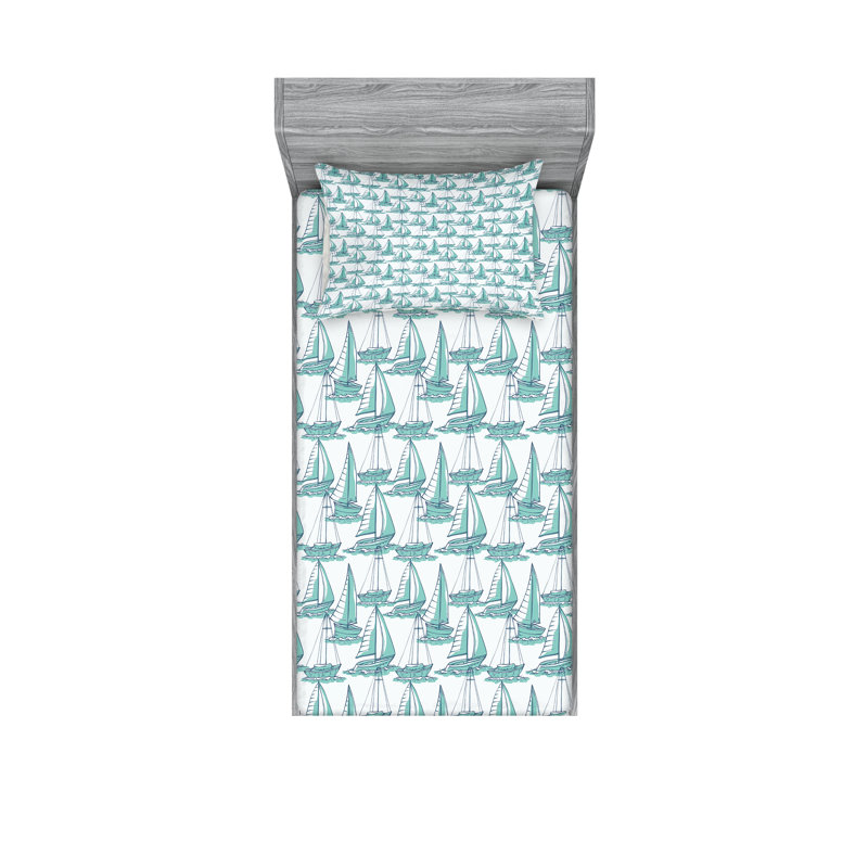 Drap-housse et coussin décoratif bleu marine Ambesonne, Ensemble de draps pour lit simple TG + 3 articles 