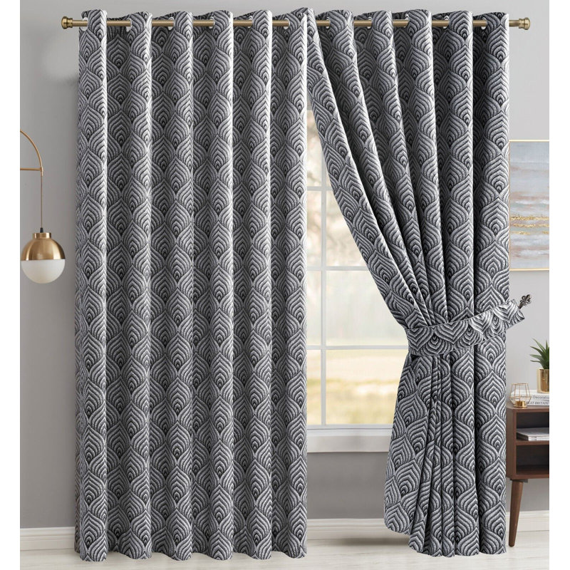 Annelise Room Darkening Pair, Grey/White, 116.84 W x 182.88 D cm