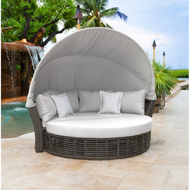 Westerman 73'' Wide Circle Wicker Patio Daybed with Cushions, Standard