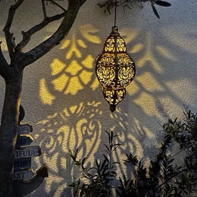 Single Solar-Powered Metal Pendant Light, Outdoor Hanging Light