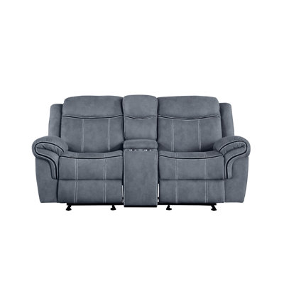 3pcs Living Room Recliner Collection - Gray Velvet Comfort And Style United Pocket Coil Seat Frame Middle With Storage Upholstery Combined Practical Features