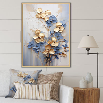 «Blue and Gold Adorned Violets II», reproduction sur toile