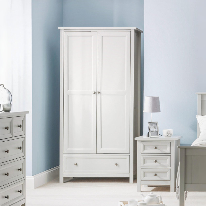 Jarin 2 Door Solid Wood Wardrobe, 190cm H x 97cm W x 55cm D, Grey