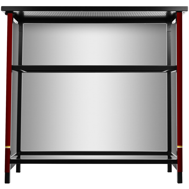 Compact Black and Red Portable Two-Shelf Bar