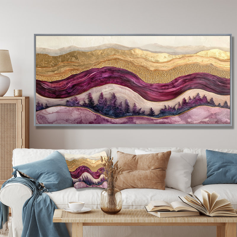 Demar - vignoble, art mural, H 28 po x l 60 po, Impression encadrée flottante, Argent