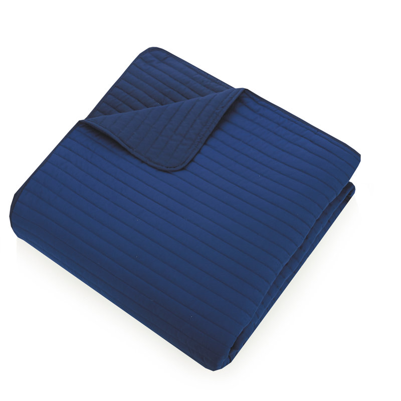 Astor Solid Navy Blue Microfiber Quilt Set, Twin