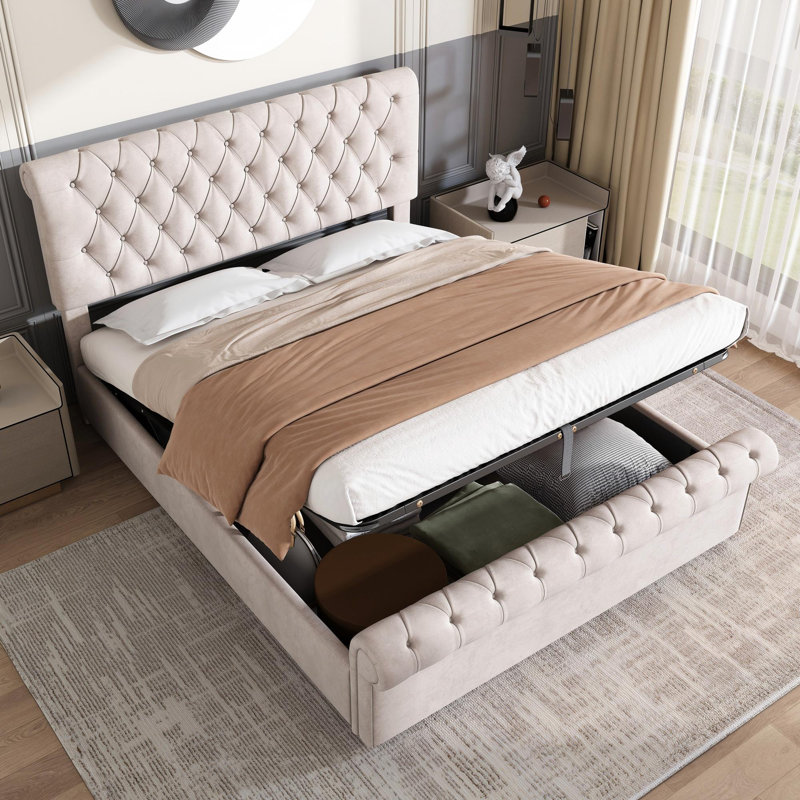 Upholstered Ottoman Storage Bed, Kingsize (5')