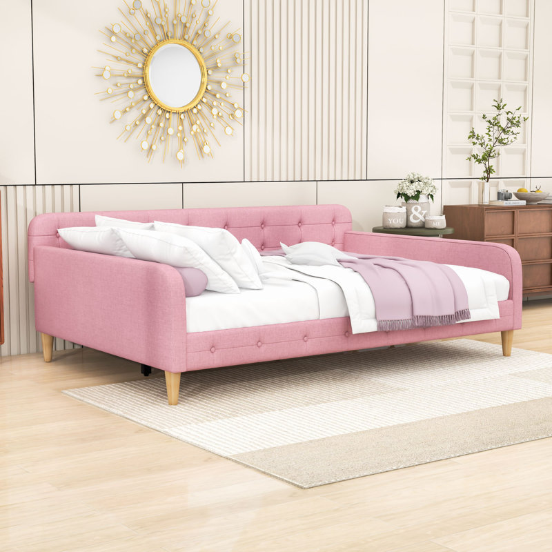 Lit de jour rembourré au design polyvalent, Rubine, Double