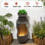 Bowl Water Fountain with LED Light and Planter Top, Modern Cascading Flow Fountain for Garden, Yard, Patio, Home Decor