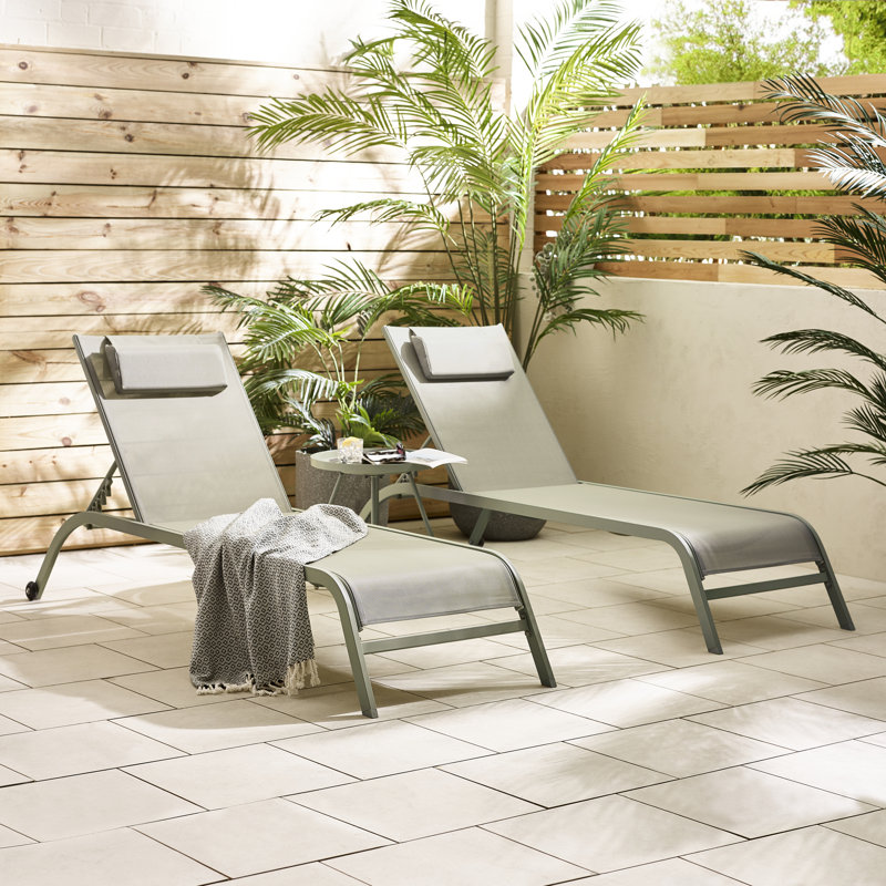 Ronja Cobra Pair of Garden Sun Loungers - Classic Set for Modern Patio, Green