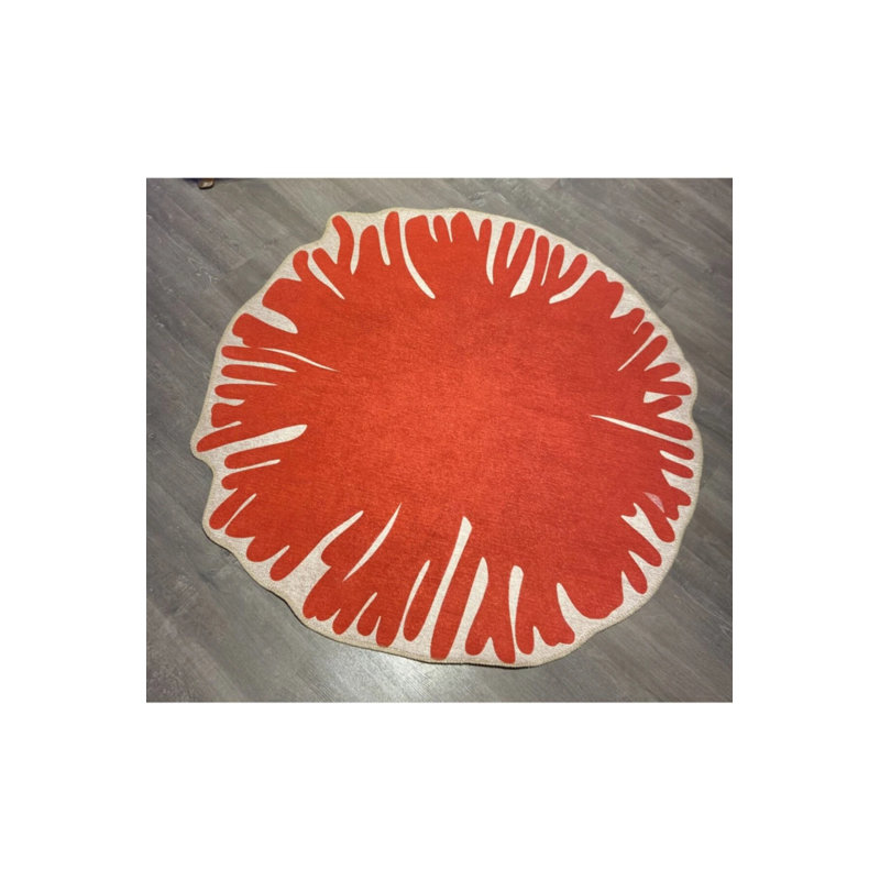 Coral Pattern Decorative Washable Carpet, Novelty 4' x 4'