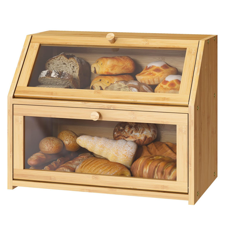 Latitude Run® Large Bread Box For Kitchen Counter Double Layer