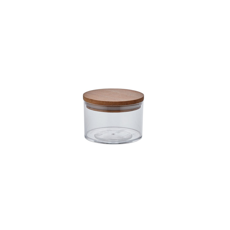 Stylish Storage Box with Wooden Lid, 10.0 x 10.0 x 7.0 inches | BPA Free, Dishwasher-Safe | Transparent Design for Easy Viewing | Perfect for Organizing Kitchen, Office & Home Essentials