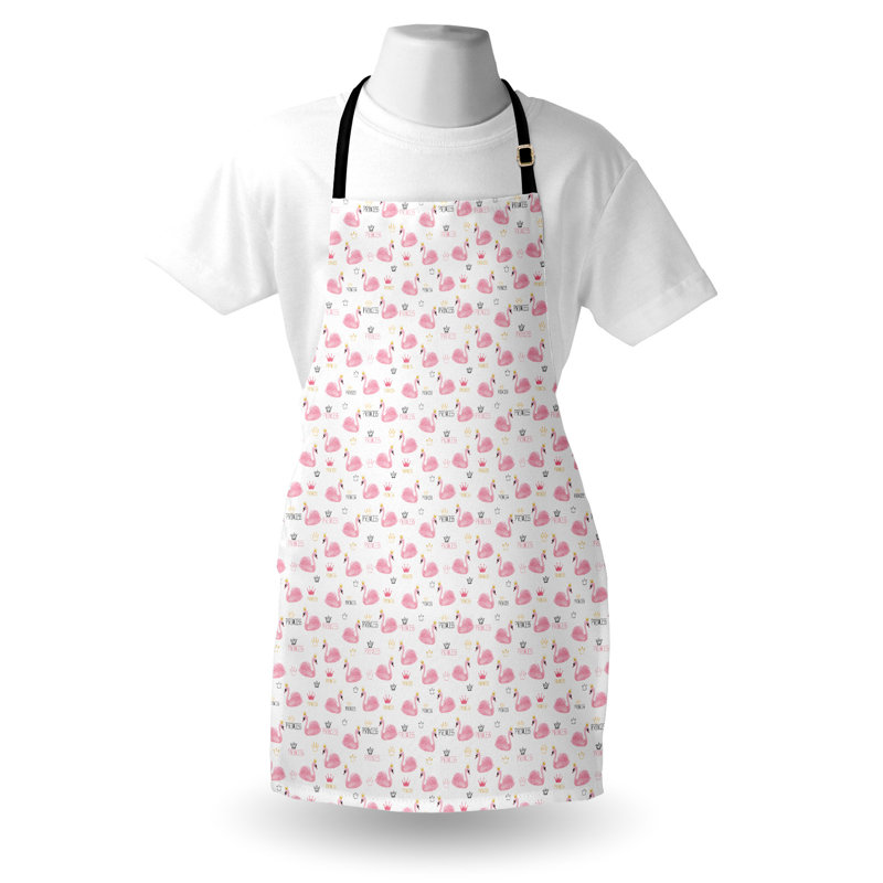 Bungalow rose avec tablier cygne rose et moutarde rose