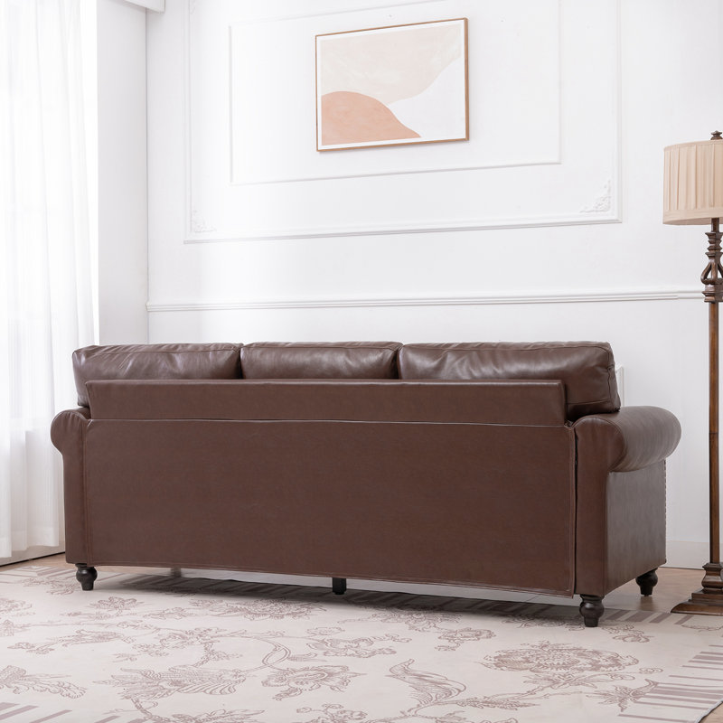 Canapé avec coussin moelleux et pieds robustes, Brun