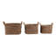 Paniers décoratifs artisanaux avec poignées pour rangement sur étagère - Organisateur de maison texturé et multifonctionnel - Ensemble de 3, 56 cm, 48 cm, 36 cm, brun et beige