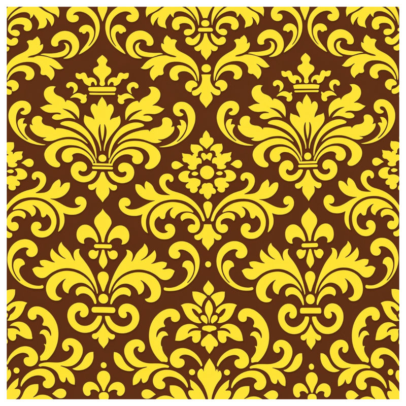 Coussins décoratifs en damas jaune et brun, 18 x 18 inches