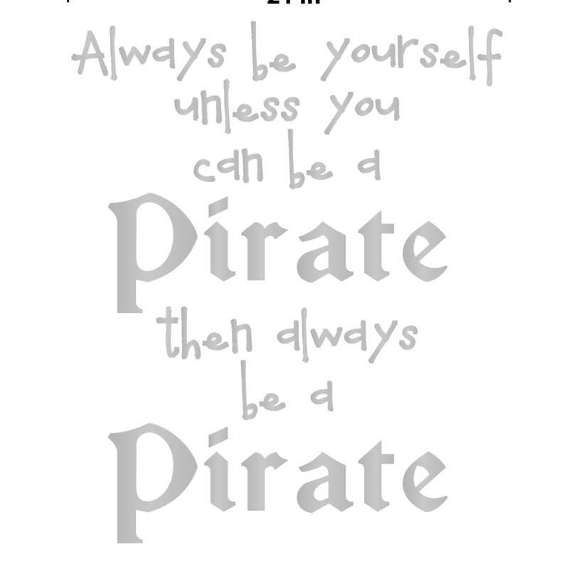 Décalcomanie murale toujours en pirate, H 38 po x l 31 po x P 0,01 po, Argent