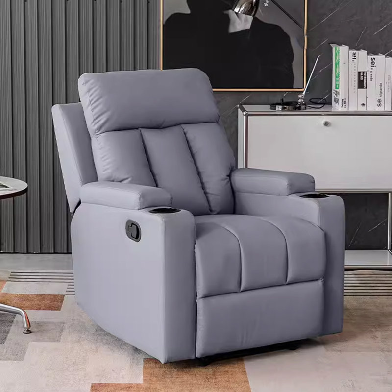 Naeshawn Recliner,  Gray/Blue Polyester Fibre