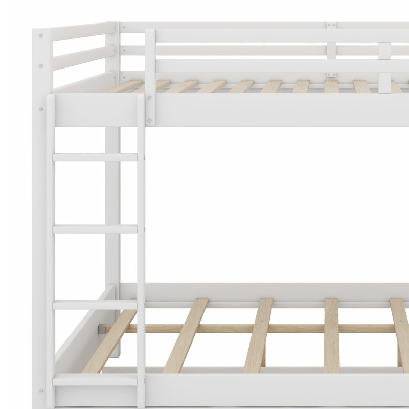 Lit superposé en bois avec échelle et lit gigogne, Blanc