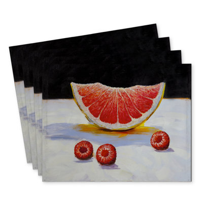 Grapefruit Slice Polyester Placemats Set of 4 | Home Decor