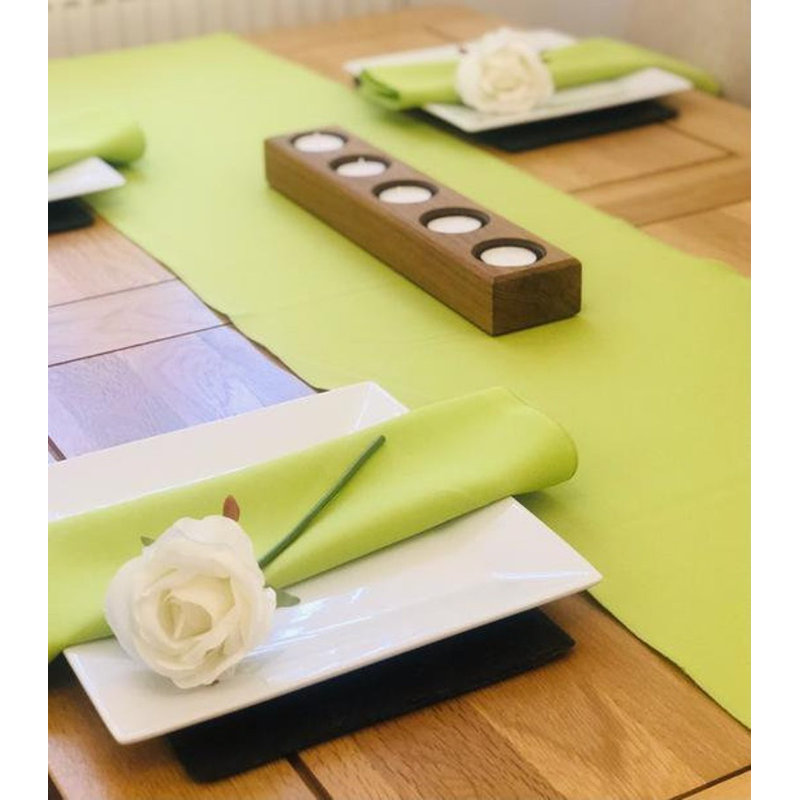 Sage Green Table Runner and Napkin Set - Small, Lime Green, 35cm W x 248cm L