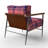Blue Checked Tartan - Velvet Upholstered Patterned Accent Arm Chair
