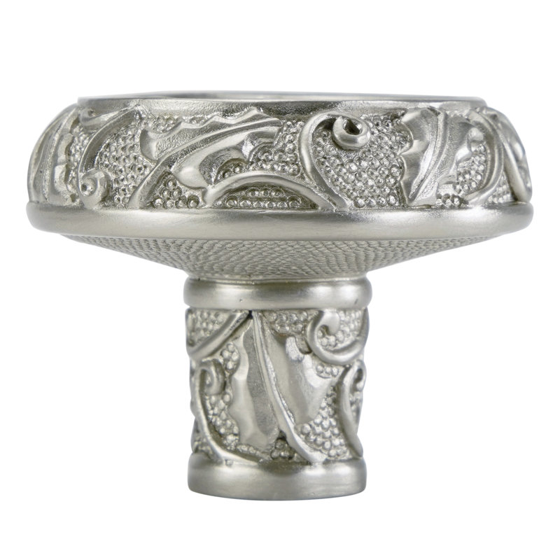 ROOKWOOD KNOB IN FLORENTINE PLATE, Silver