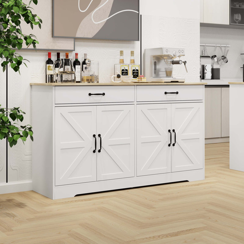 Storage Sideboard, Buffet Cabinet with 2 Drawers and 4 Doors,Dining cabinet,Office credenza, 32.08" H x 47.95" W x 15.35" D