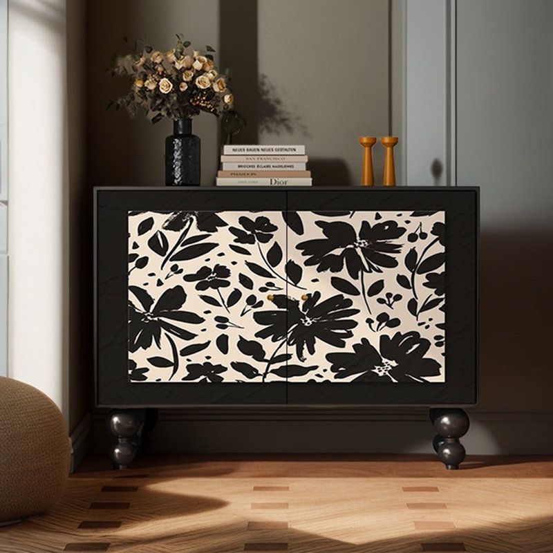 Armoire d'appoint créative et multifonctionnelle à deux portes, Noir