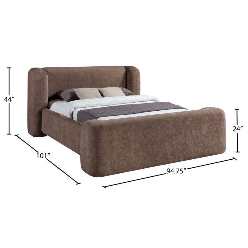 Lit en tissu Modena Jadeth Chenille, Très grand, Tissu chenille brun
