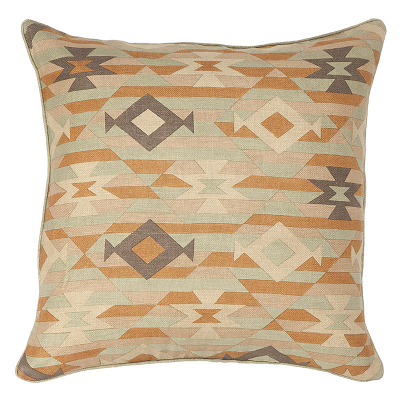 Mesa Linen Square Pillow Cover & Insert, Pumpkin/Gray Green