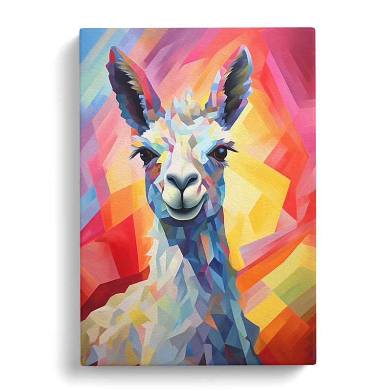 Llama Cubism No.2 - Wrapped Canvas, 50cm H x 35cm W x 3cm D