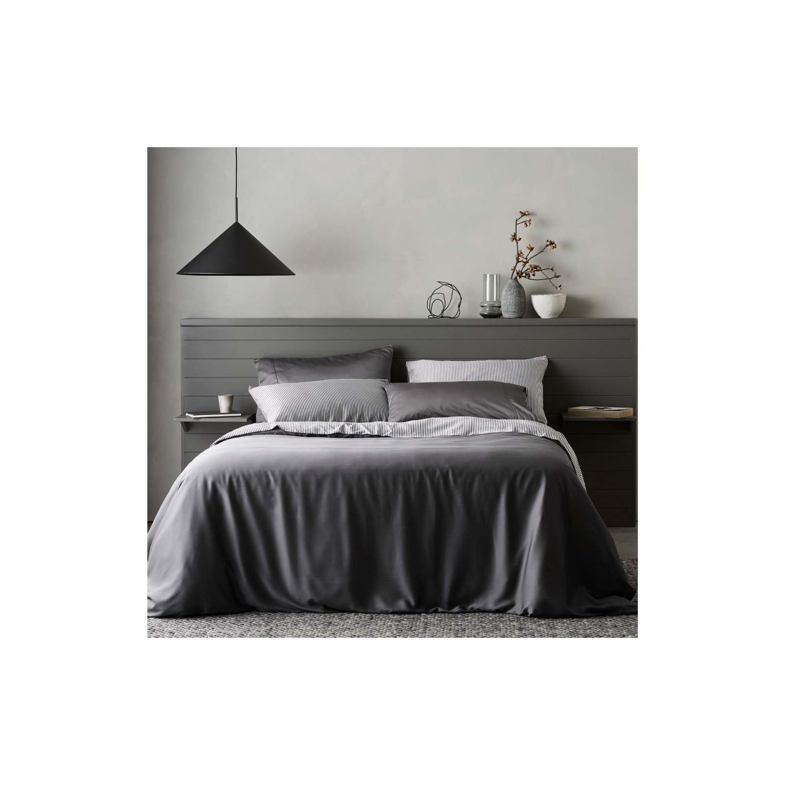 Signature Sateen Duvet Cover, Queen Duvet Cover, Slate