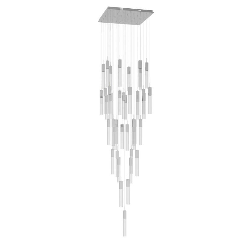 Luminaire suspendu grappe 41 lumières Original Glacier, Glacier transparent, Chrome poli