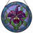 7.8"H Orchid Pattern Stained Glass Window Panel-945117901